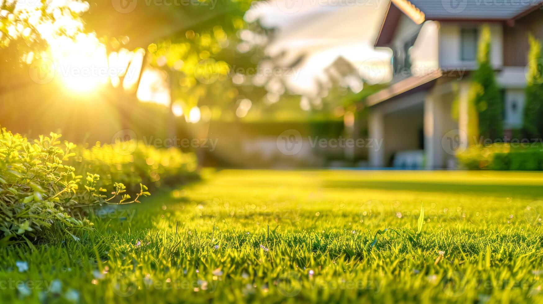 ai generato tramonto splendore nel suburbano beatitudine foto