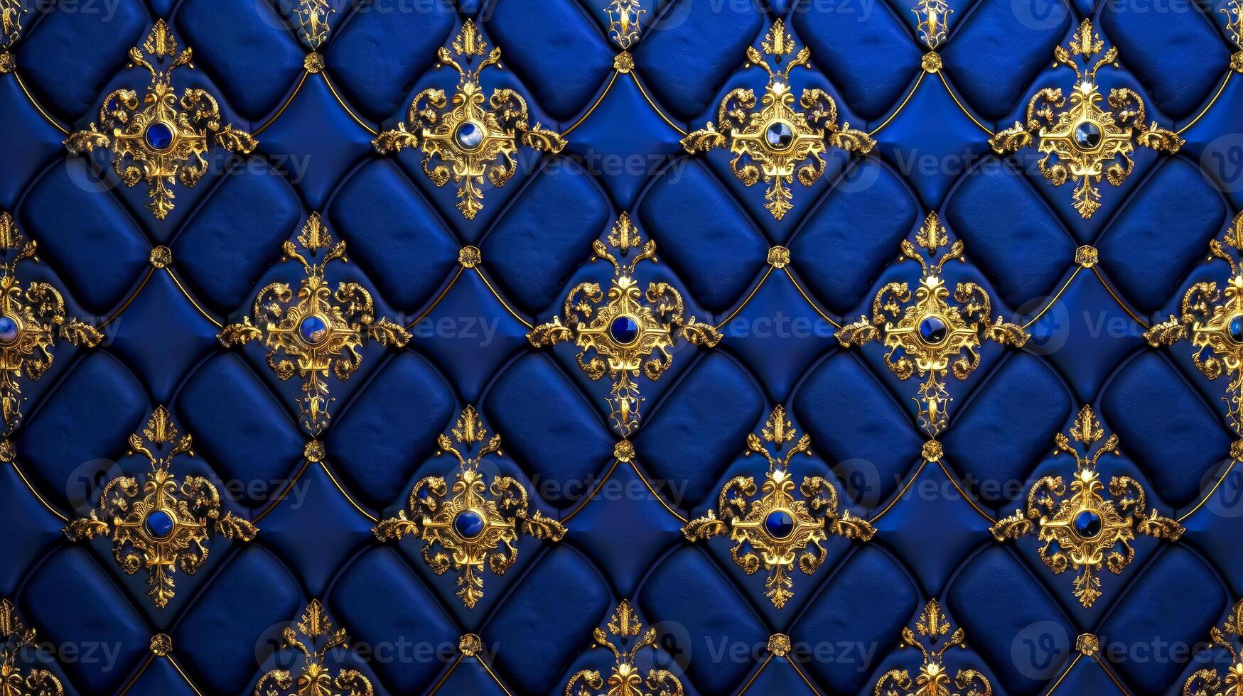 ai generato lussuoso reale blu e oro sfondo design foto