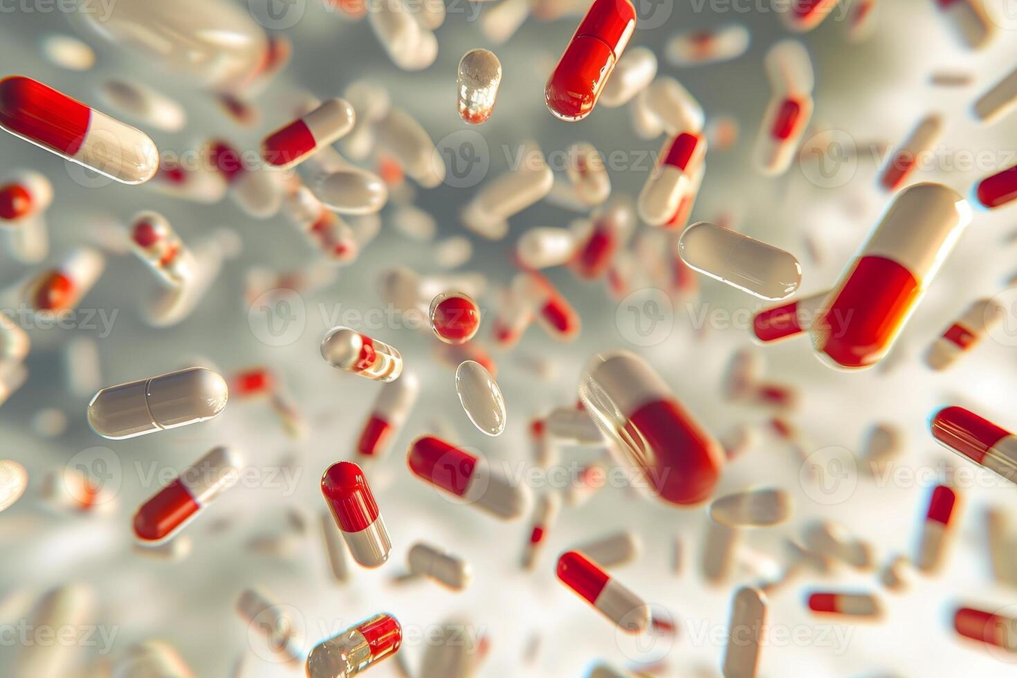 ai generato un' gruppo di antibiotico pillola capsule cadente. foto