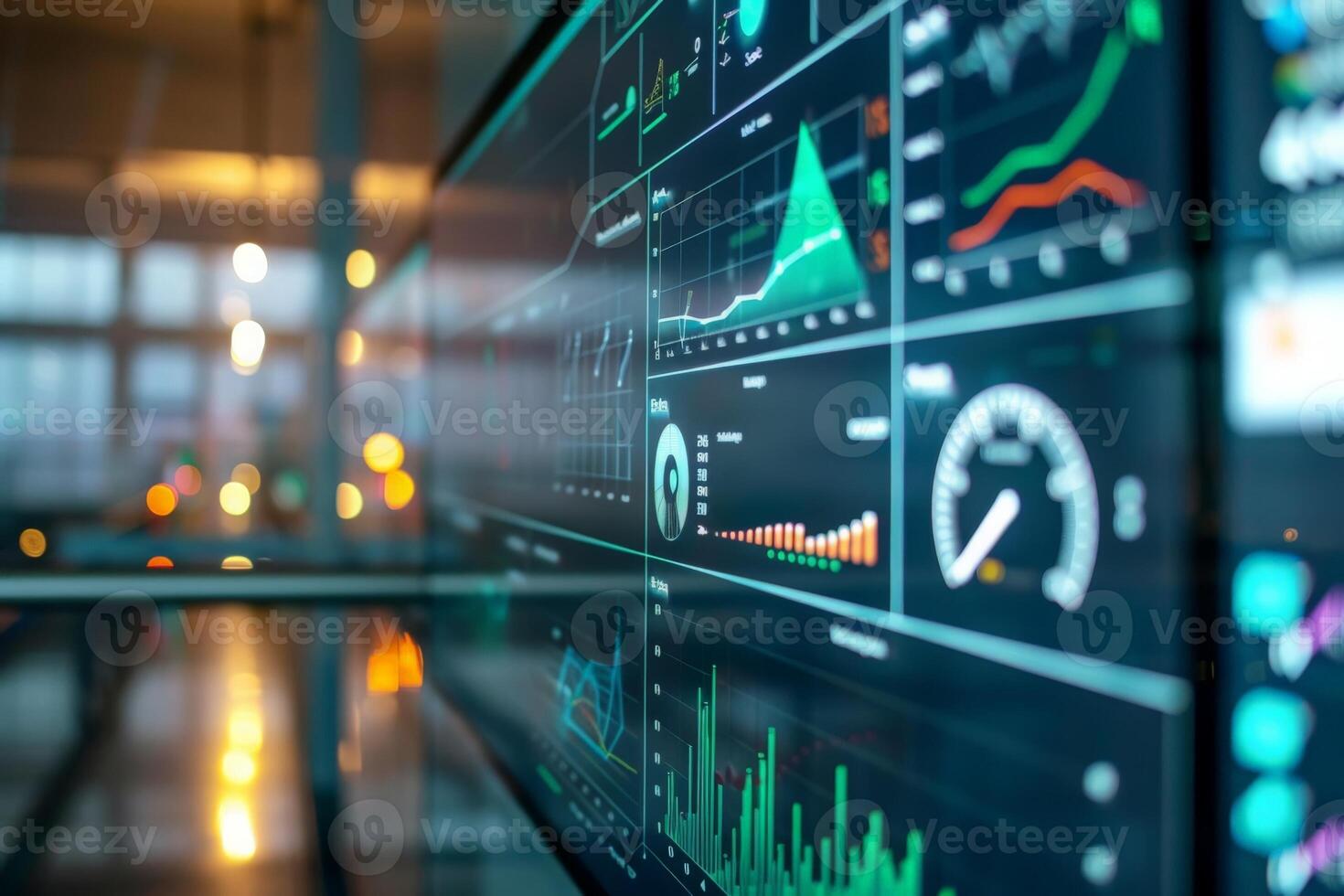 ai generato un' computer schermo pulsa con intricato dati, in mostra un energia gestione pannello di controllo pieno con vitale metrica. foto