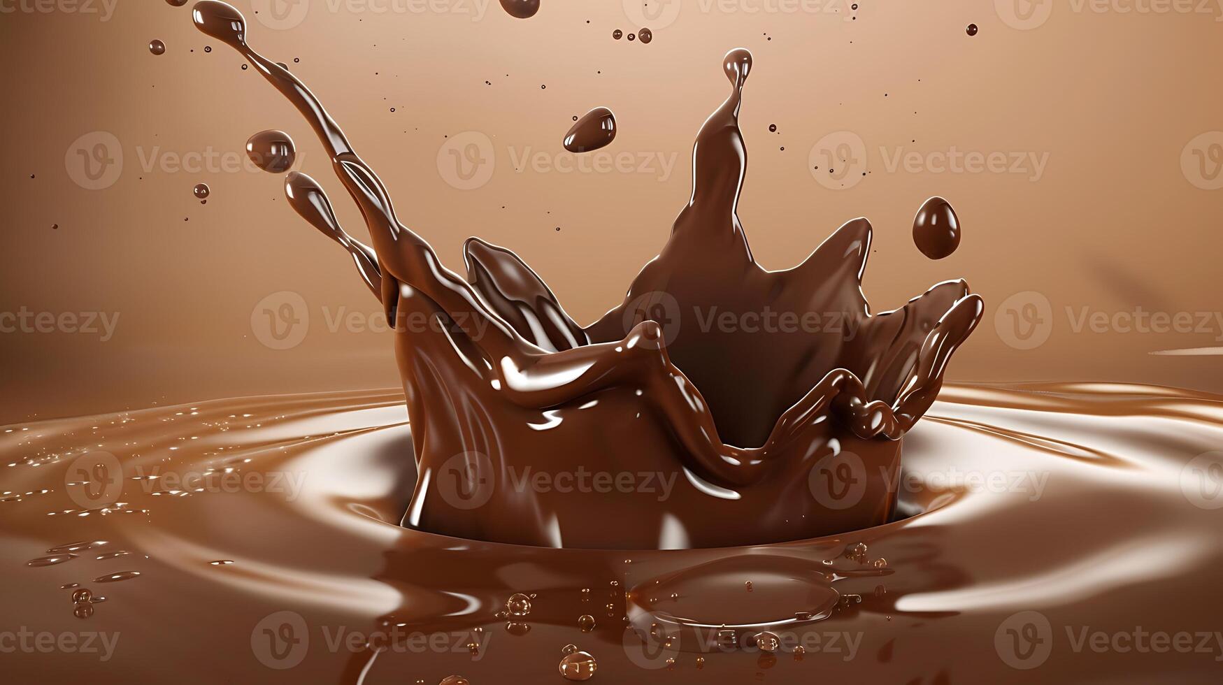 ai generato liquido cioccolato corona spruzzo piscina con increspature. foto