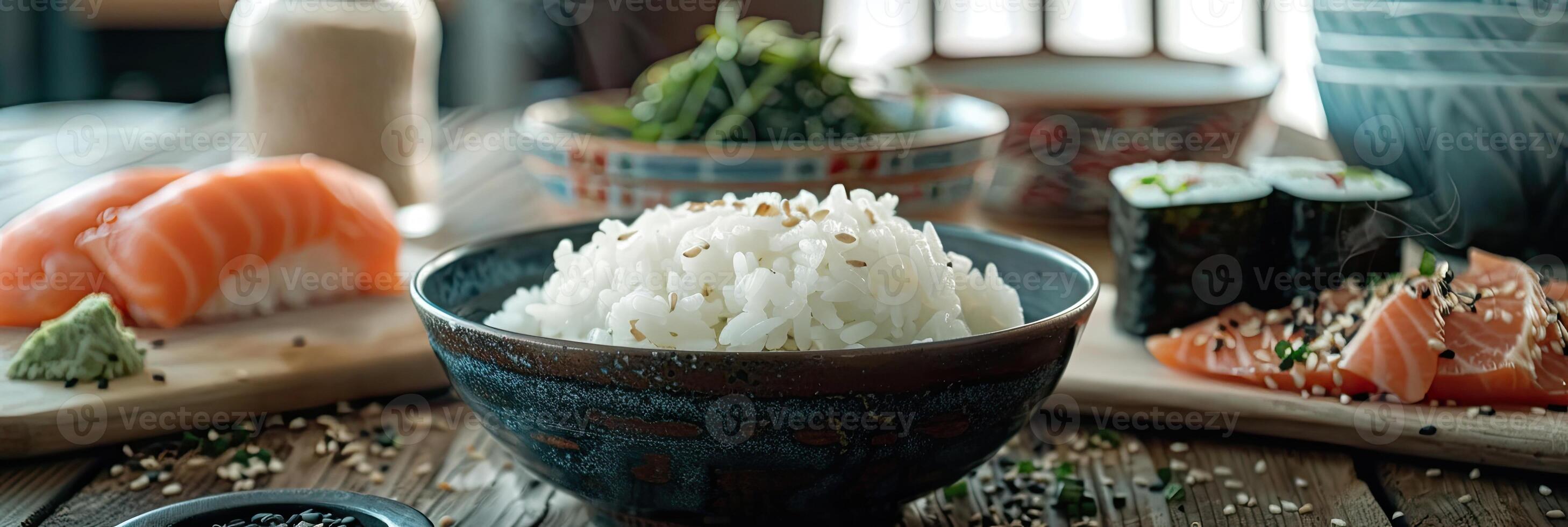 ai generato alcuni crudo ingredienti per rendere Sushi foto