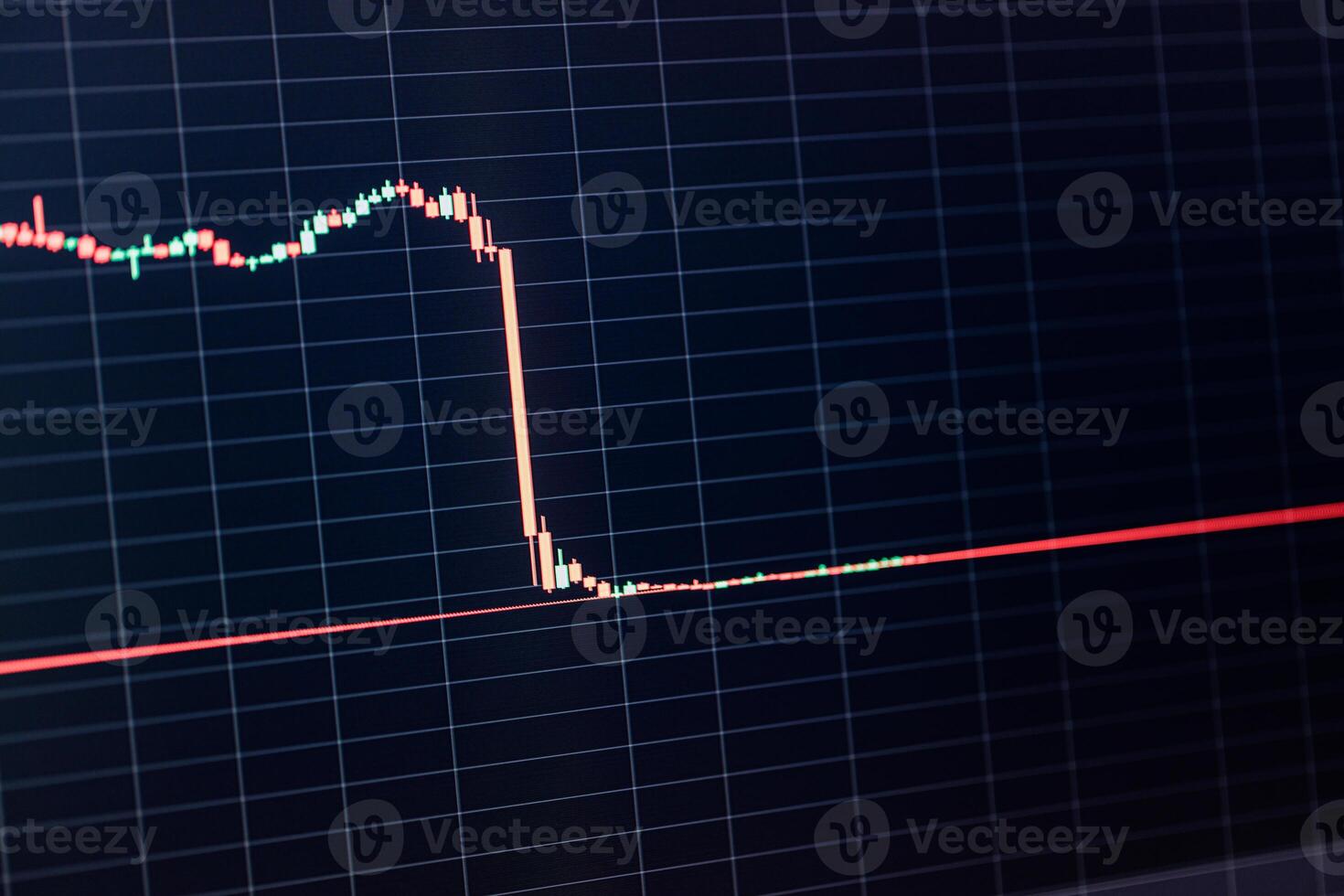 azione mercato dati grafico su guidato tenere sotto controllo. grafico di finanziario dati per attività commerciale sfondo. indicatori e margini e Linee quando per acquistare o vendere foto