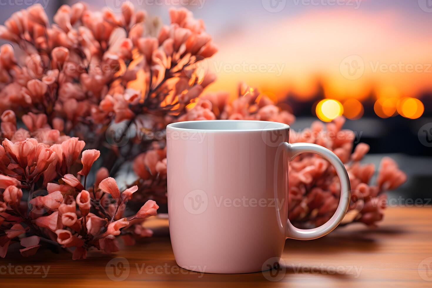 ai generato ceramica boccale di caffè modello su il tavolo foto