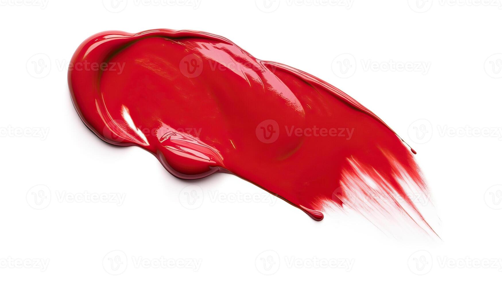 rosso rossetto swatch isolato su bianca sfondo. spazzola ictus di rossetto foto