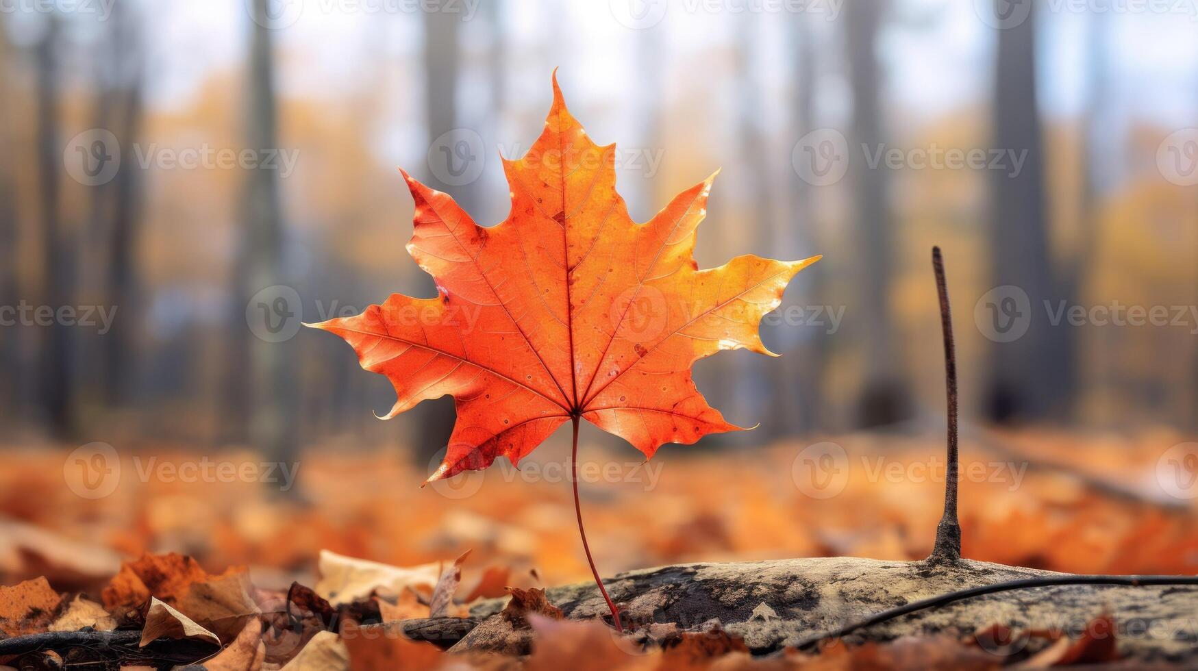 ai generato uno vivido autunno colorato acero foglia nel rosso e giallo colori. foglia colore asciutto parco vicino illustrazione foresta autunno, naturale stagione, all'aperto giardino foglia colore asciutto parco vicino foto