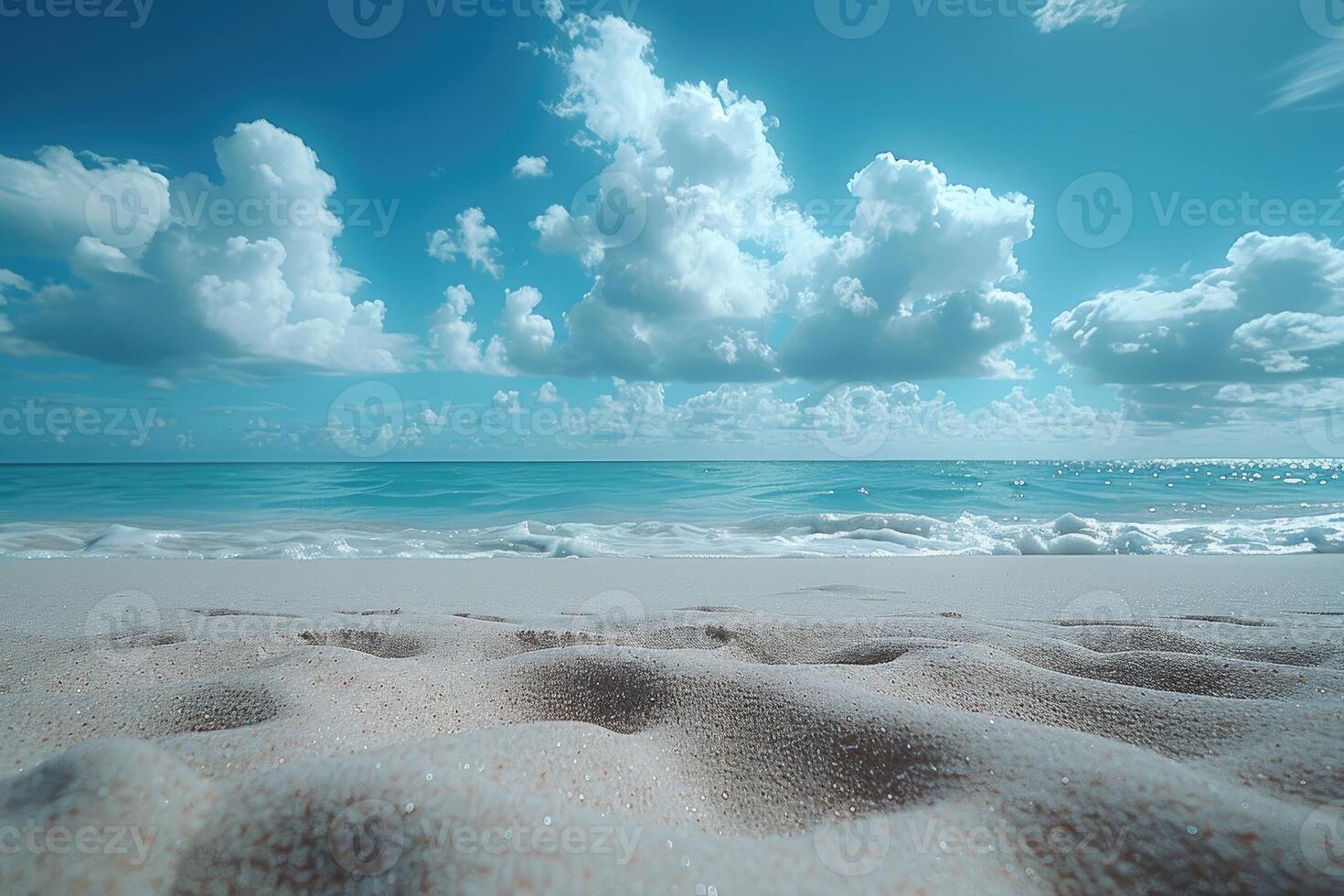 ai generato spiaggia sabbia con oceano paesaggio professionale fotografia foto