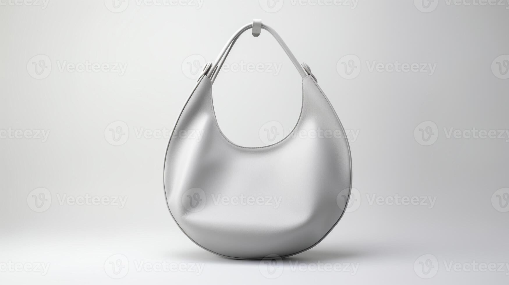 ai generato grigio hobo Borsa isolato su bianca sfondo con copia spazio per annuncio. ai generato foto