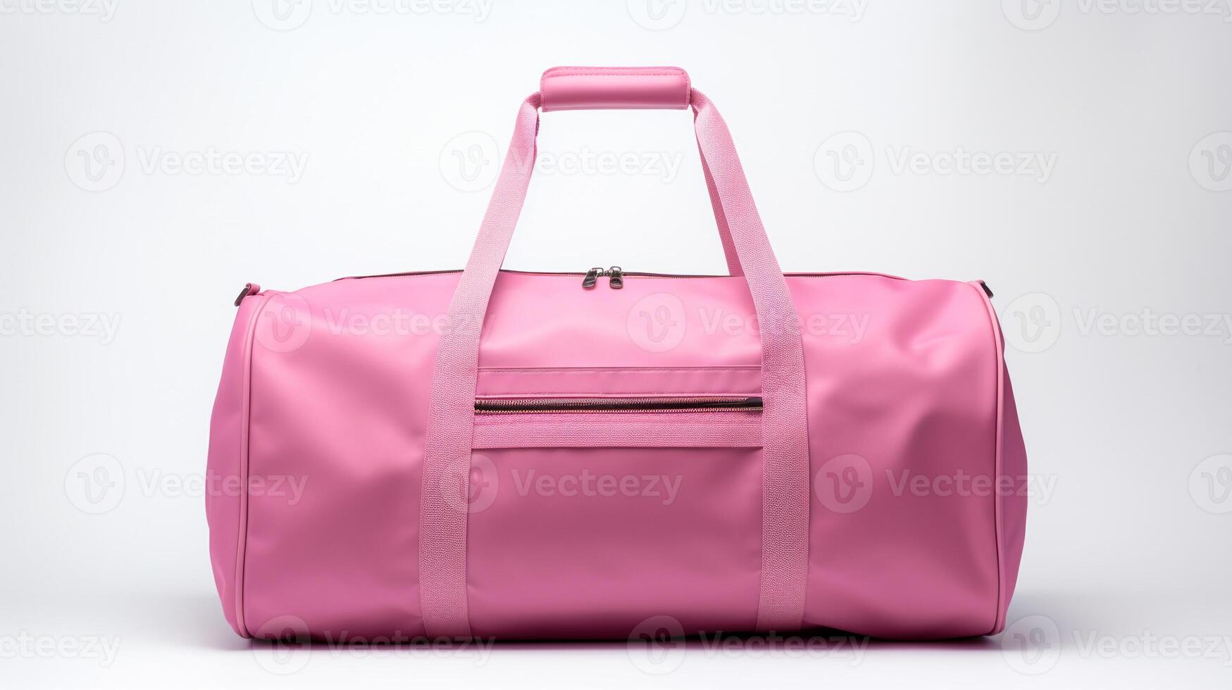 ai generato rosa borsone Borsa isolato su bianca sfondo con copia spazio per annuncio. ai generato foto