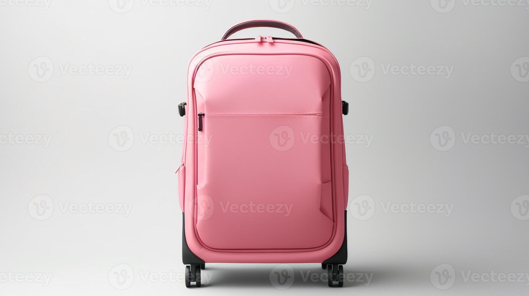 ai generato rosa rotolamento zaino Borsa isolato su bianca sfondo con copia spazio per annuncio. ai generato foto