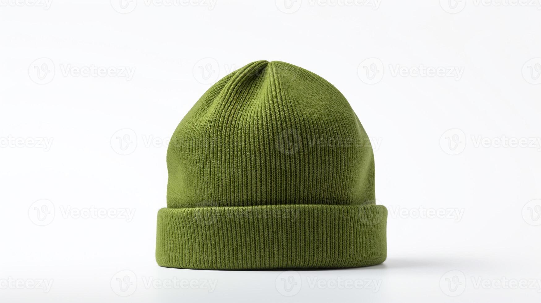 ai generato foto di oliva Beanie cappello isolato su bianca sfondo. ai generato