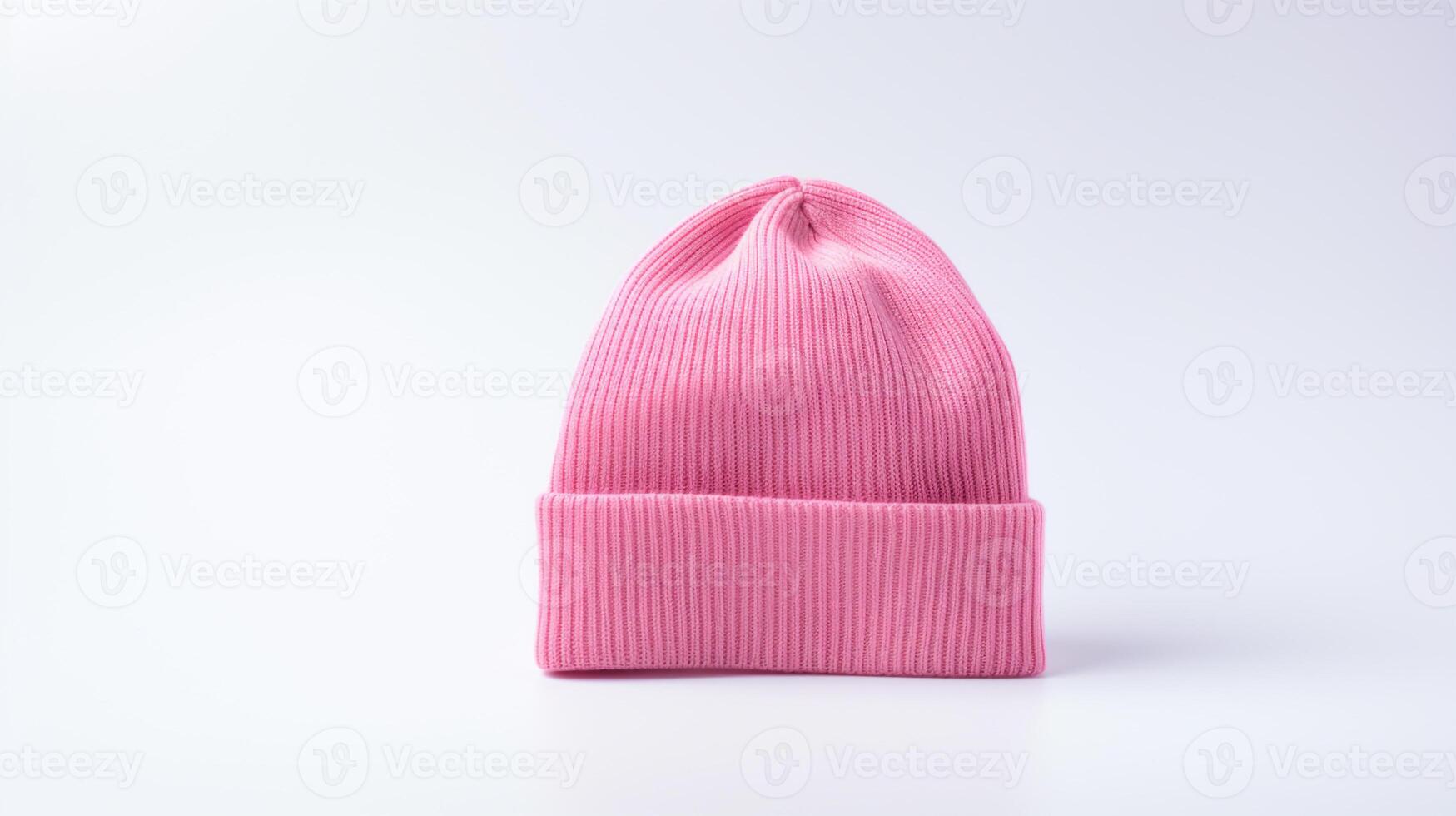 ai generato foto di rosa Beanie berretto isolato su bianca sfondo. ai generato