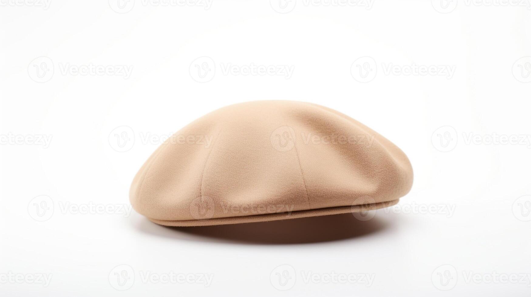 ai generato foto di beige berretto cappello isolato su bianca sfondo. ai generato