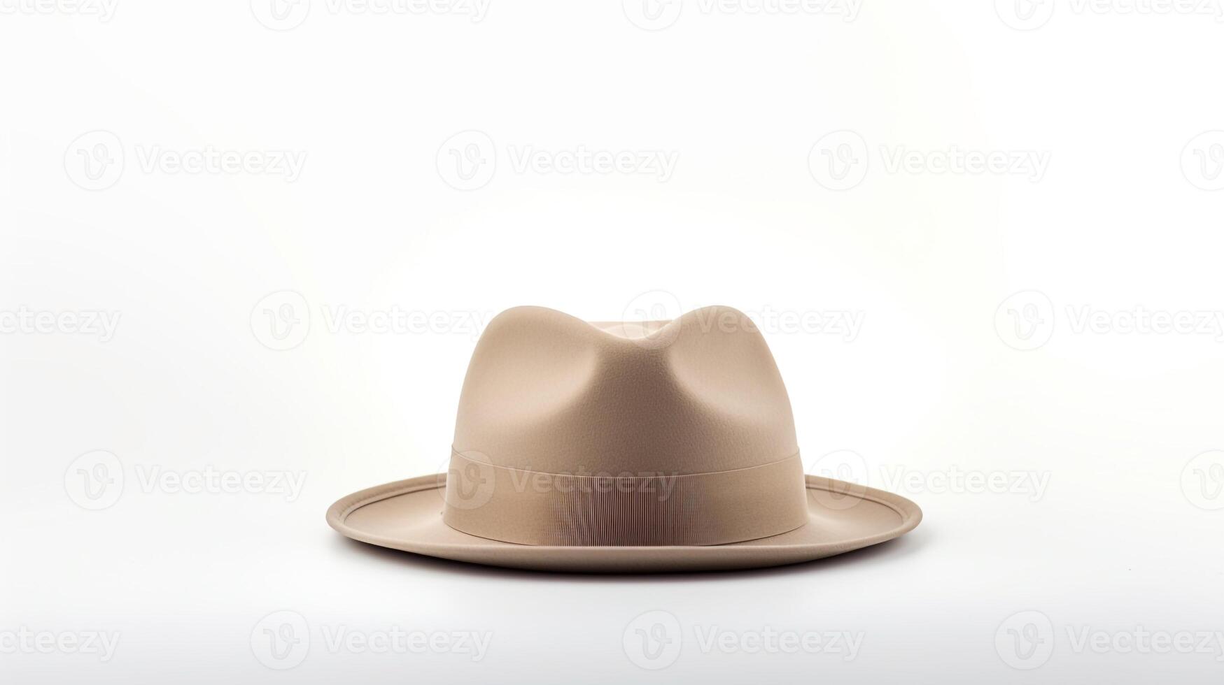 ai generato foto di beige fedora cappello isolato su bianca sfondo. ai generato