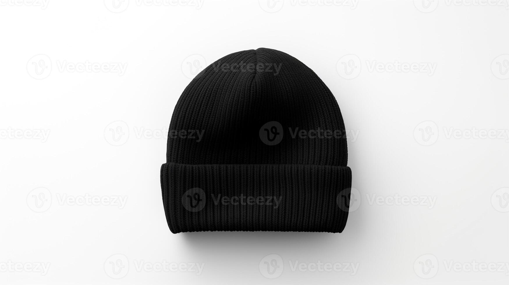 ai generato foto di nero Beanie cappello isolato su bianca sfondo. ai generato