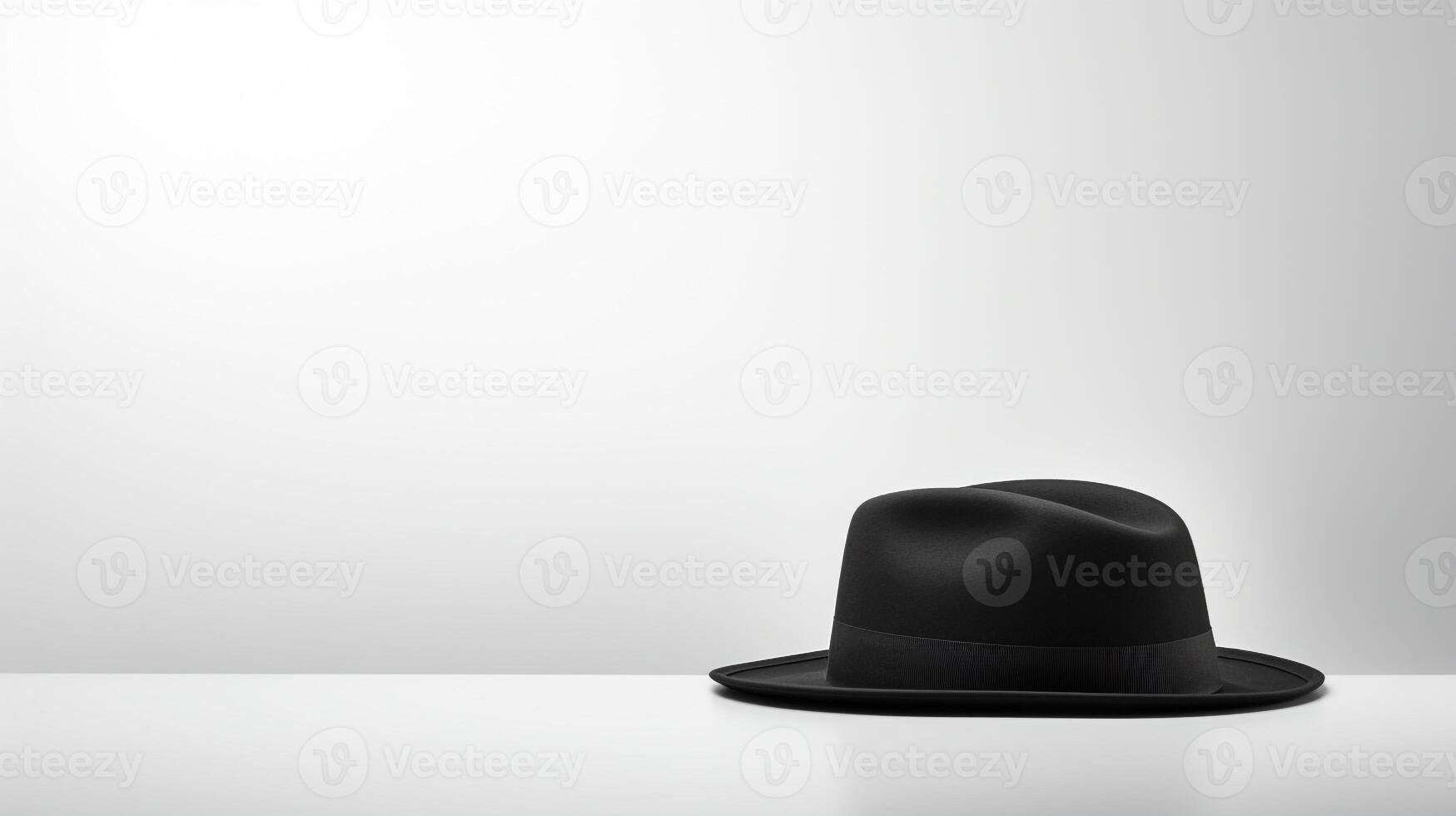ai generato foto di nero fedora cappello isolato su bianca sfondo. ai generato