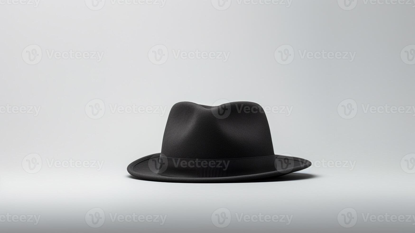 ai generato foto di nero trilby cappello isolato su bianca sfondo. ai generato