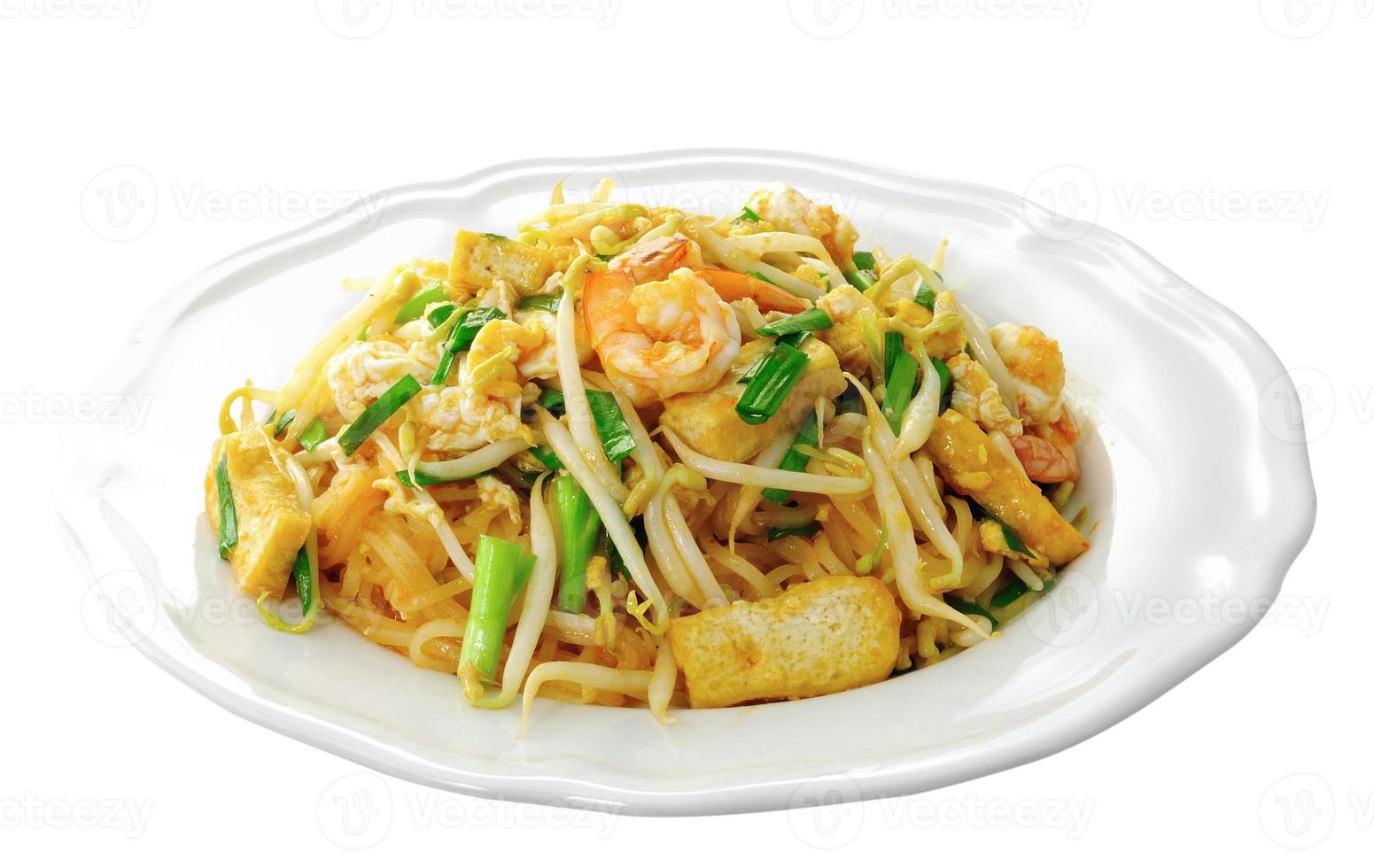 Thai Food Pad Thai, mescolare gli spaghetti con gamberi foto