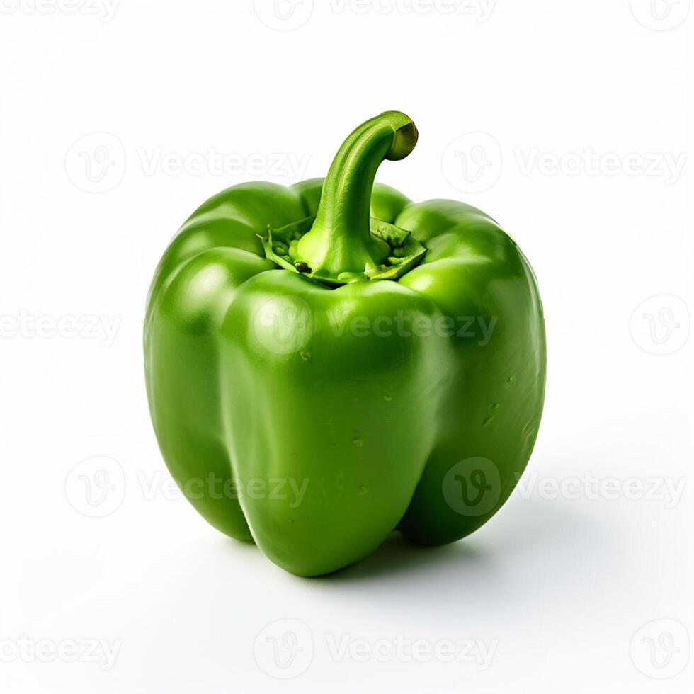 ai generato verde dolce Pepe su bianca sfondo foto