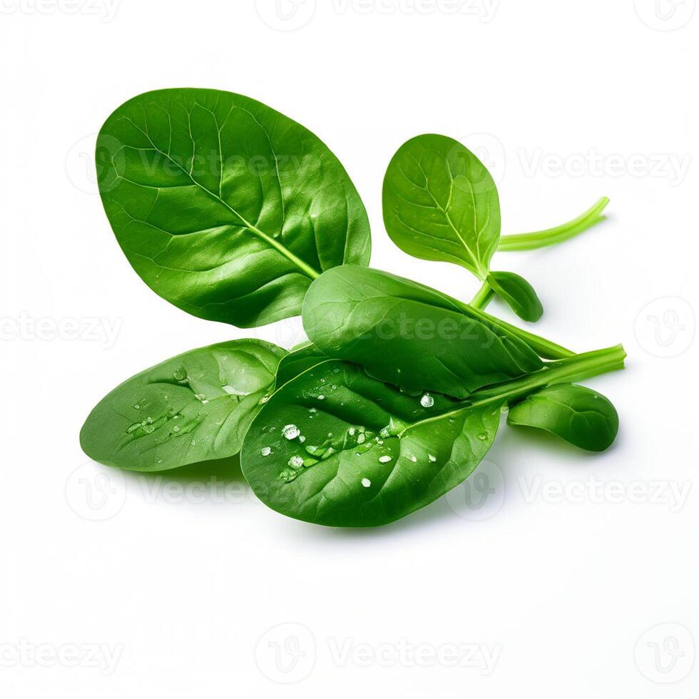 ai generato spinaci serie su bianca sfondo foto