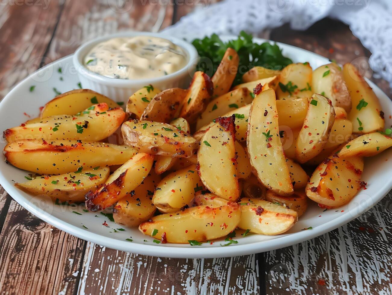 ai generato al forno Patata con mayo sos. alto qualità. ai generativo foto