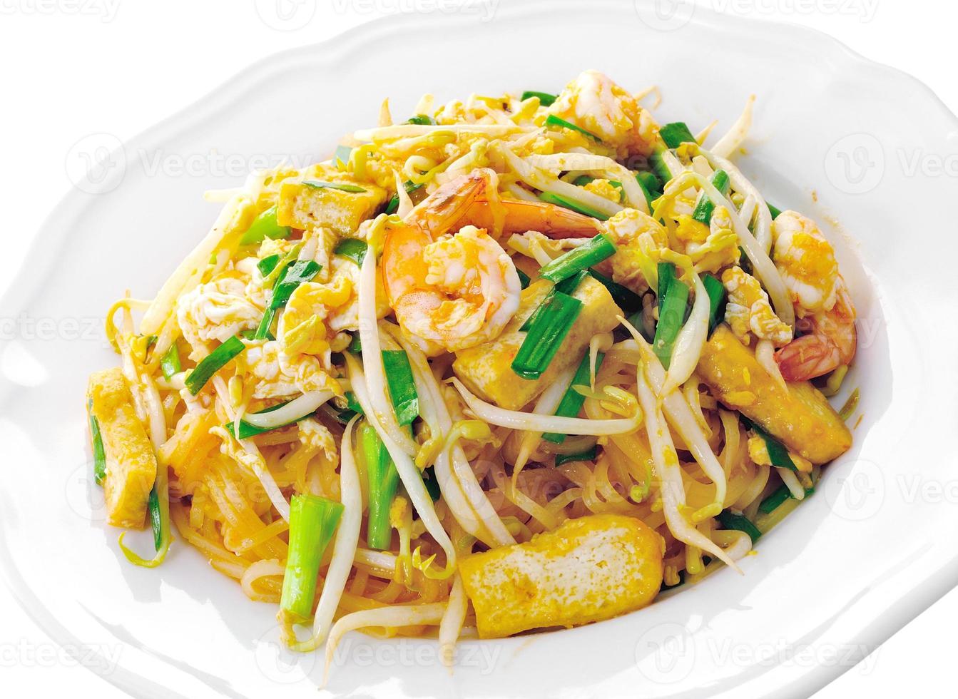 Thai Food Pad Thai, mescolare gli spaghetti con gamberi foto