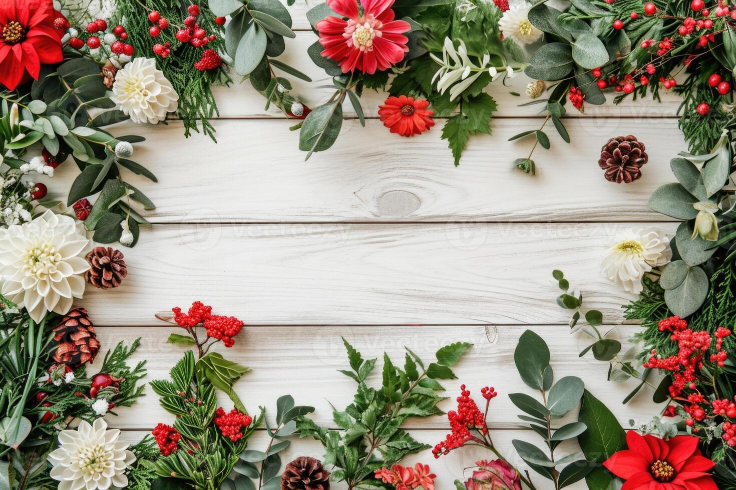 ai generato festivo fiori su bianca di legno sfondo alto Visualizza foto