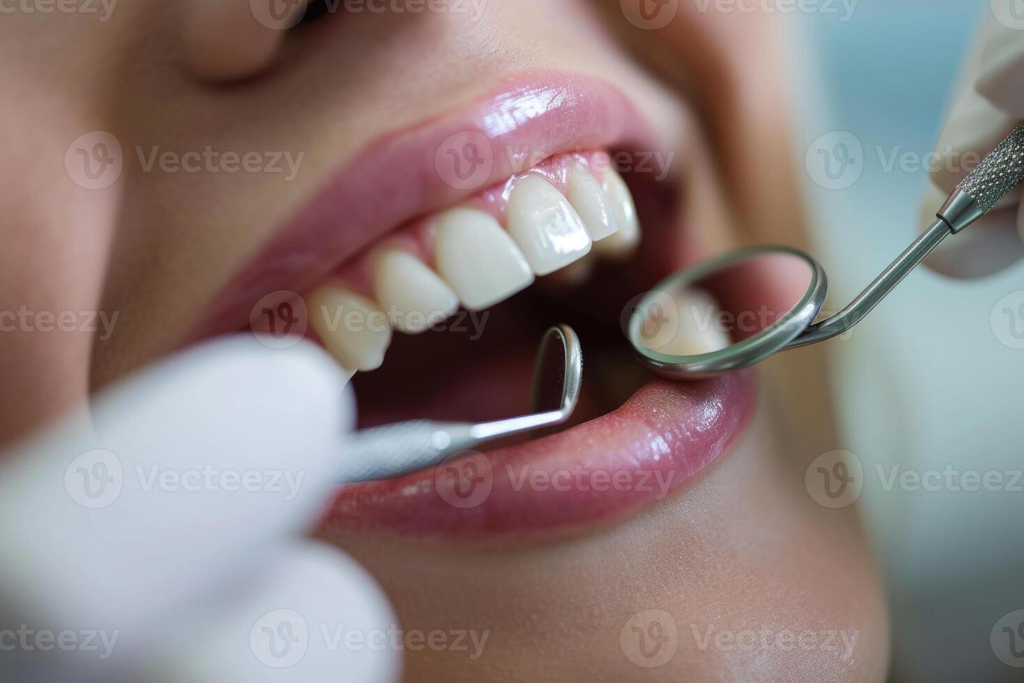 ai generato dentista seleziona gemma o strass per pazienti denti foto