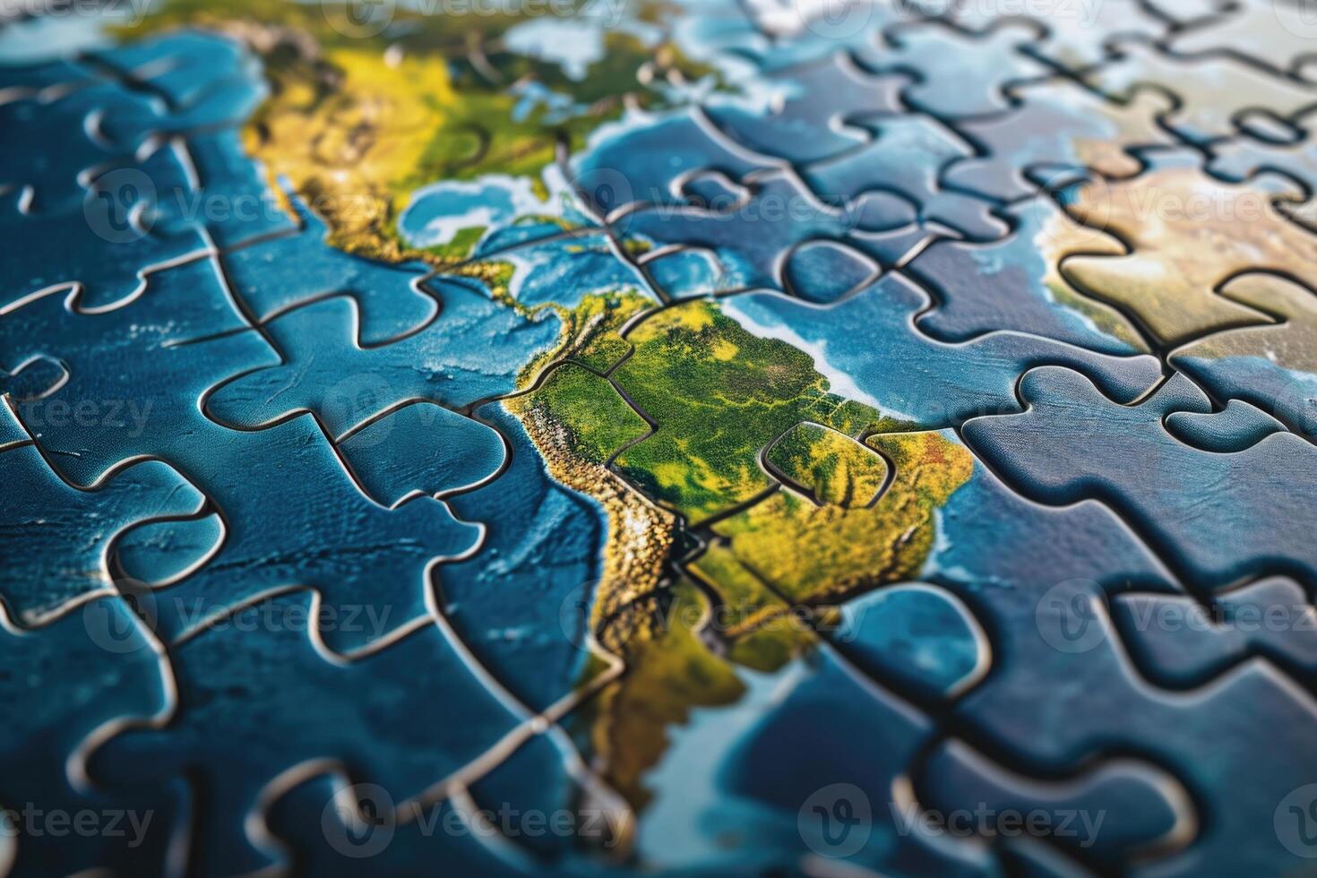 ai generato globale strategia per soluzione terra puzzle. foto