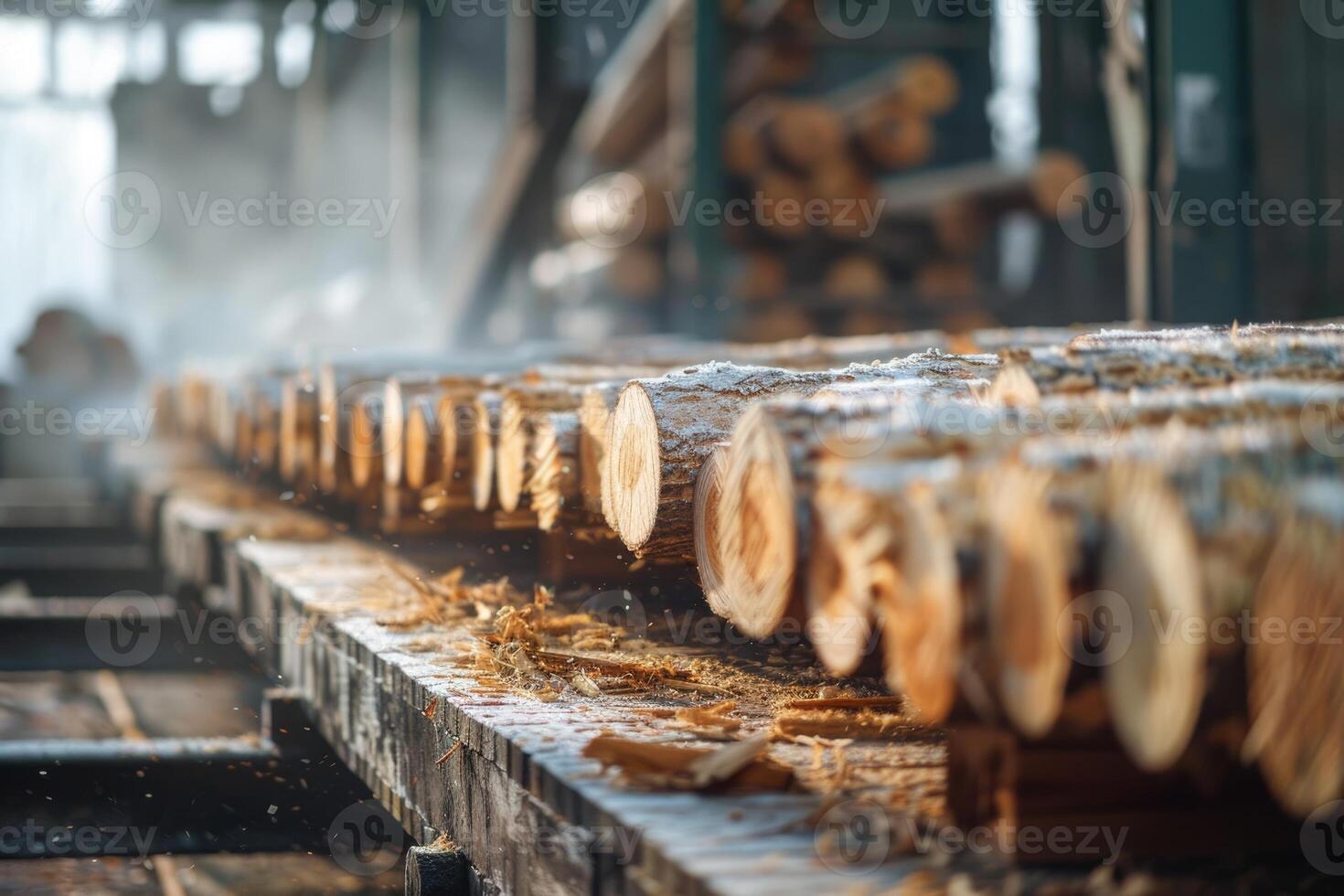 ai generato legna in lavorazione fabbrica legna in lavorazione fabbrica foto