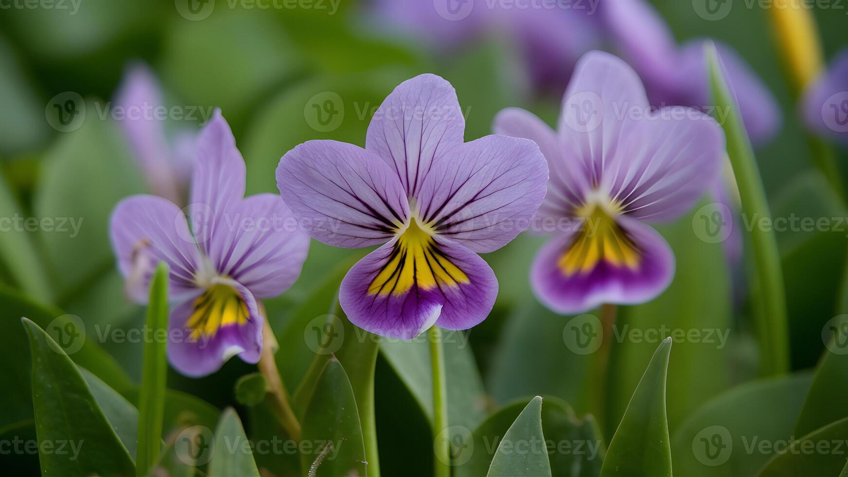 ai generato foto vicino su tiro rivela il intricato dettagli di viola fiore