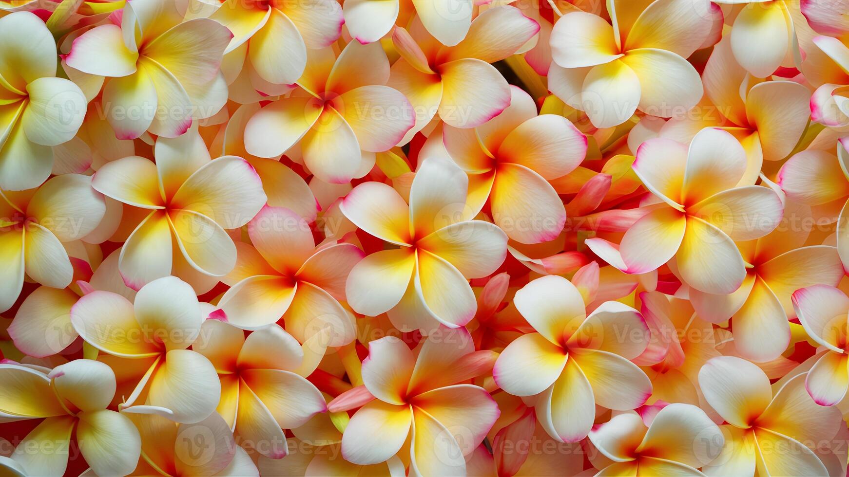ai generato morbido arancia plumeria frangipani fiore sfondo, astratto e dolce foto