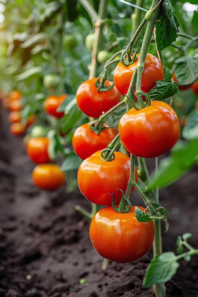 ai generato pomodori in crescita nel un' giardino foto