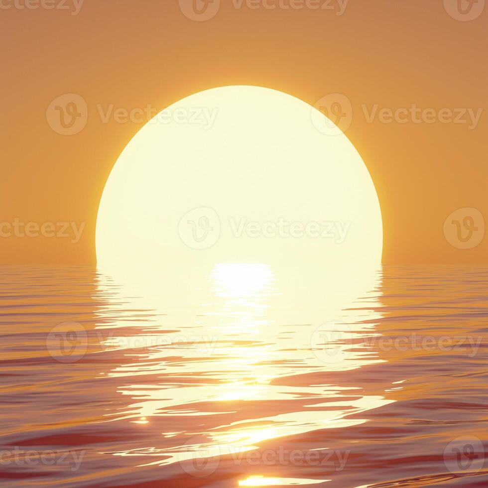 ai generato tranquillo sfondo con arancia sole riflettendo al di sopra di calma acqua per sociale media inviare dimensione foto