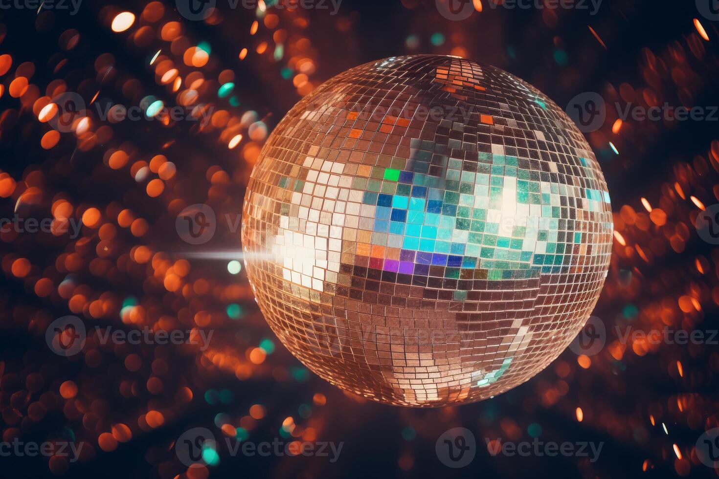 ai generato riflessivo brillante discoteca sfera. creare ai foto