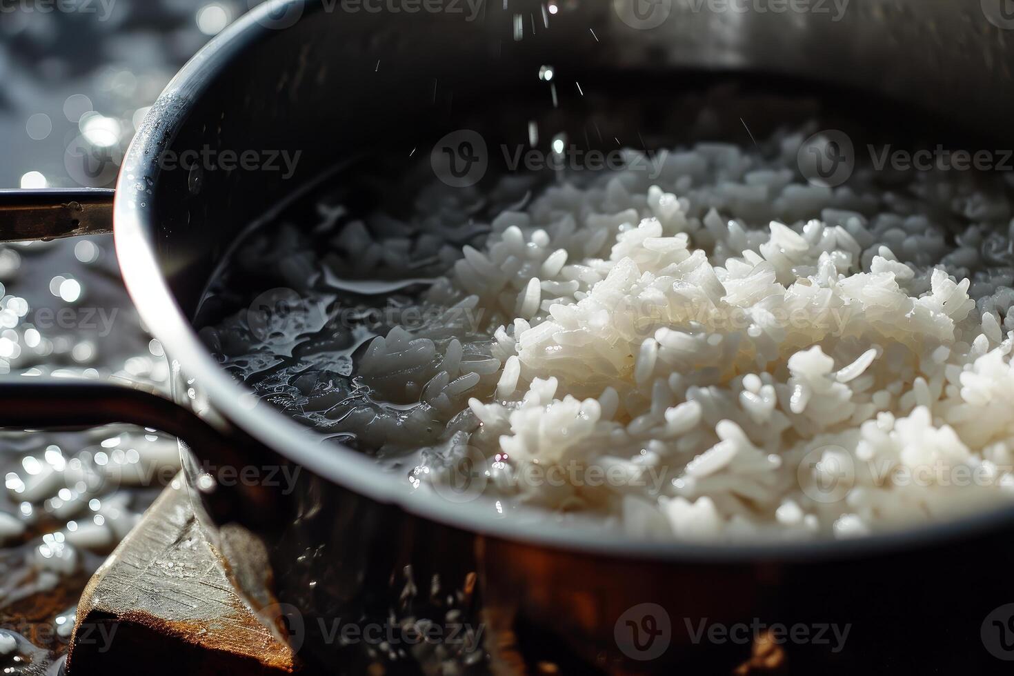ai generato nutriente riso inzuppato acqua. creare ai foto