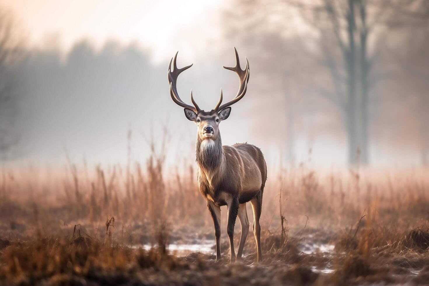 ai generato bellissimo maschio cervo nel il foresta.generativa ai foto