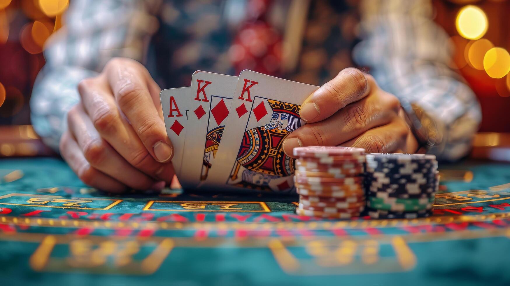 ai generato persona giocando un' gioco di poker foto