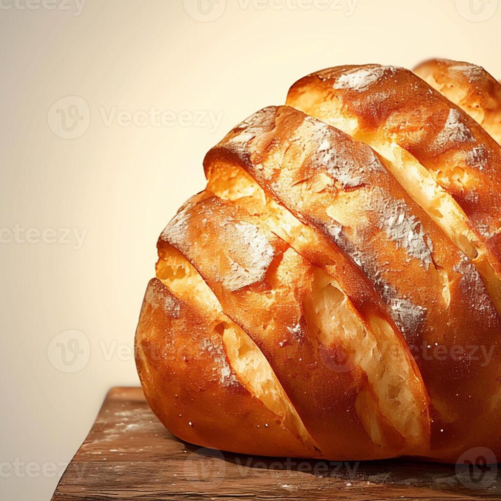 ai generato pane diletto vicino su di fresco caldo cucinato pane struttura per sociale media inviare dimensione foto