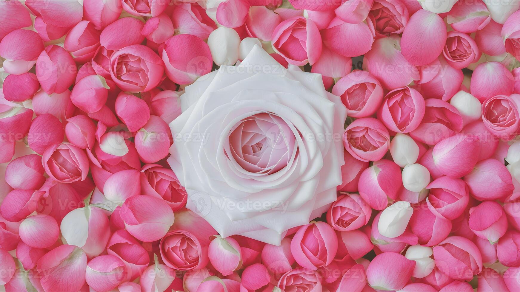ai generato miscela di rosa e bianca crea un' morbido rosa petali sfondo foto