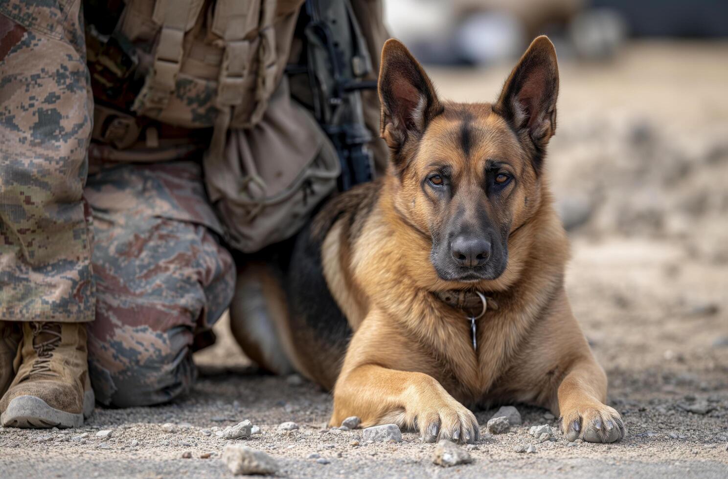 ai generato militare servizio cane su dovere foto