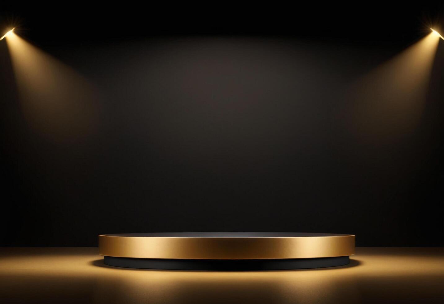 ai generato Schermo scena oro podio con geometrico forme, pendenza lusso piattaforma composizione per sfondo Prodotto presentazione foto
