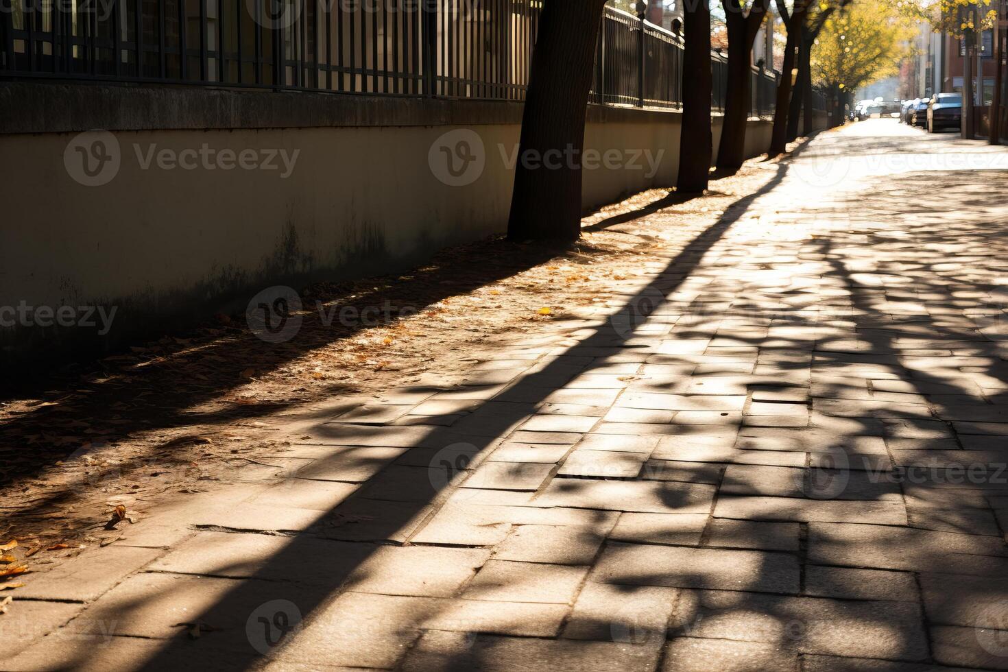 ai generato luce del sole getto bellissimo ombre su il marciapiede. generativo ai foto