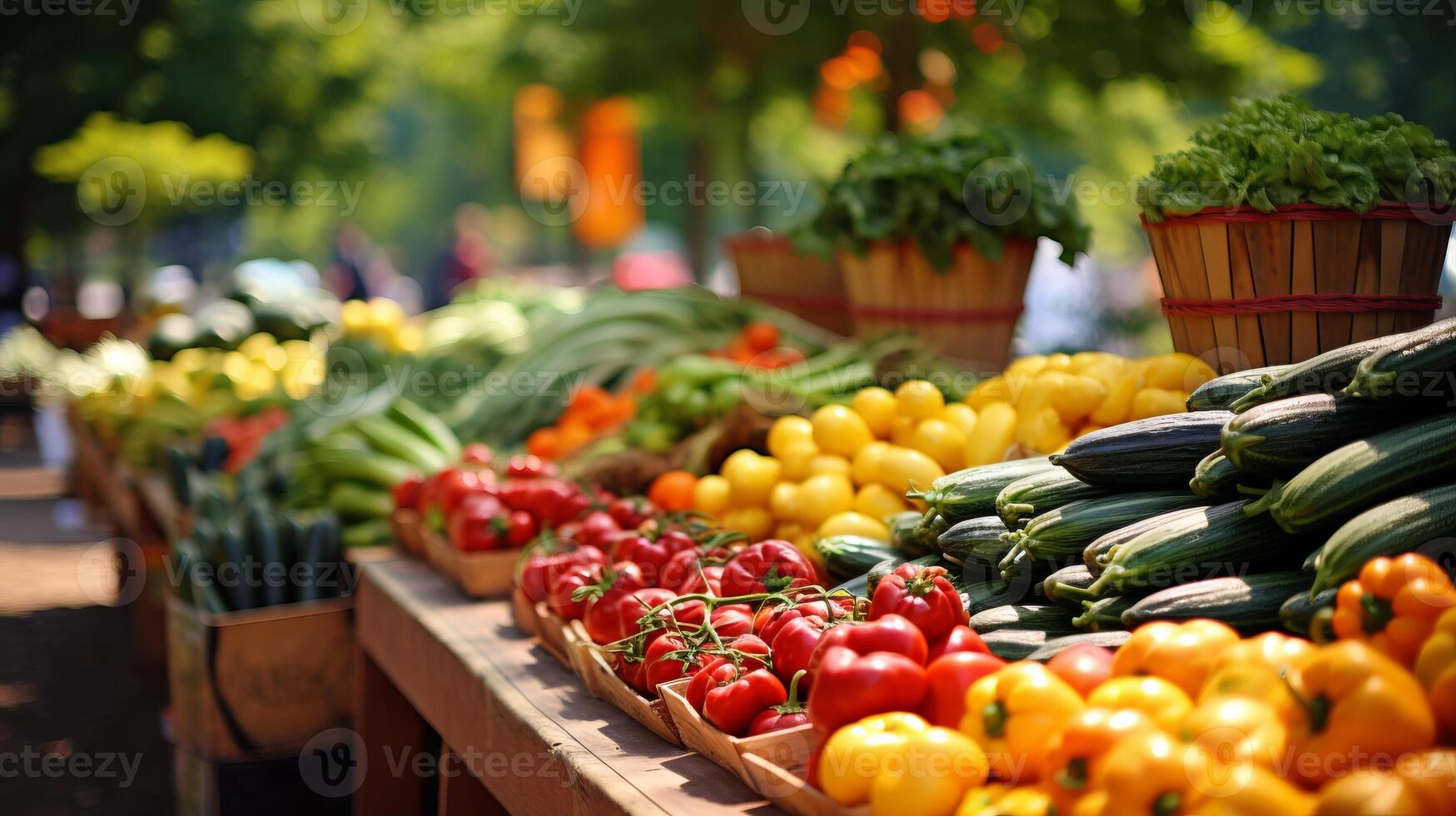 ai generato un' agricoltori mercato pieno con di stagione frutta. generativo ai foto