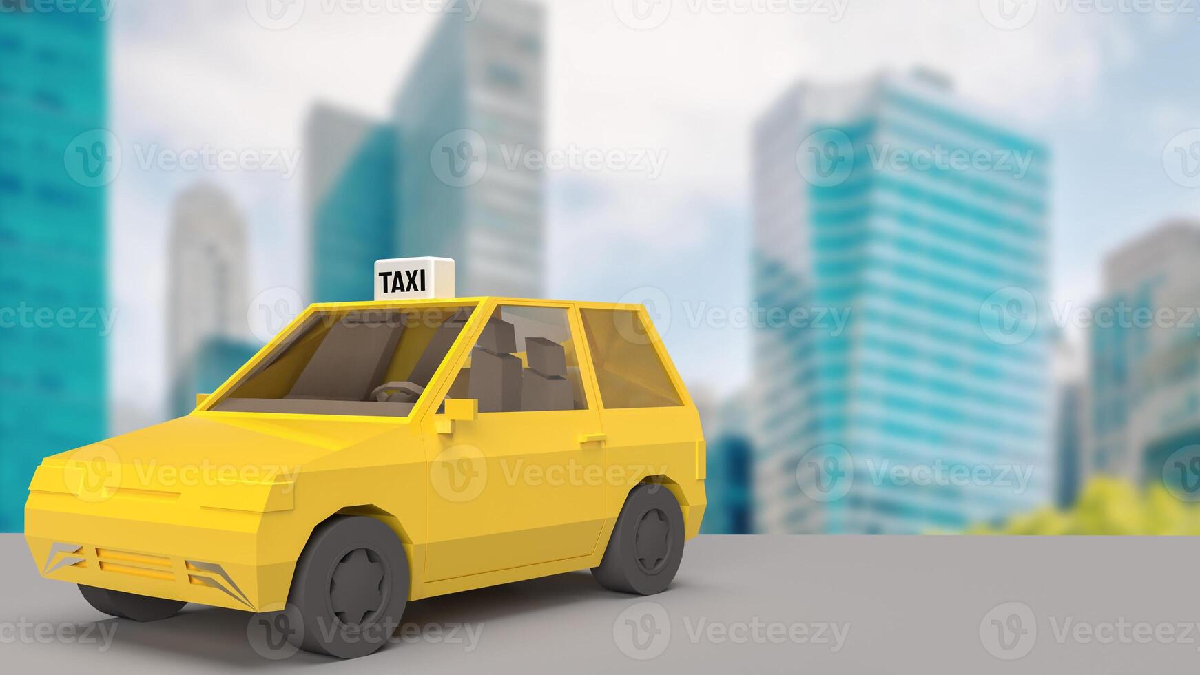 il giallo Taxi per mezzi di trasporto o servizio concetto 3d resa. foto