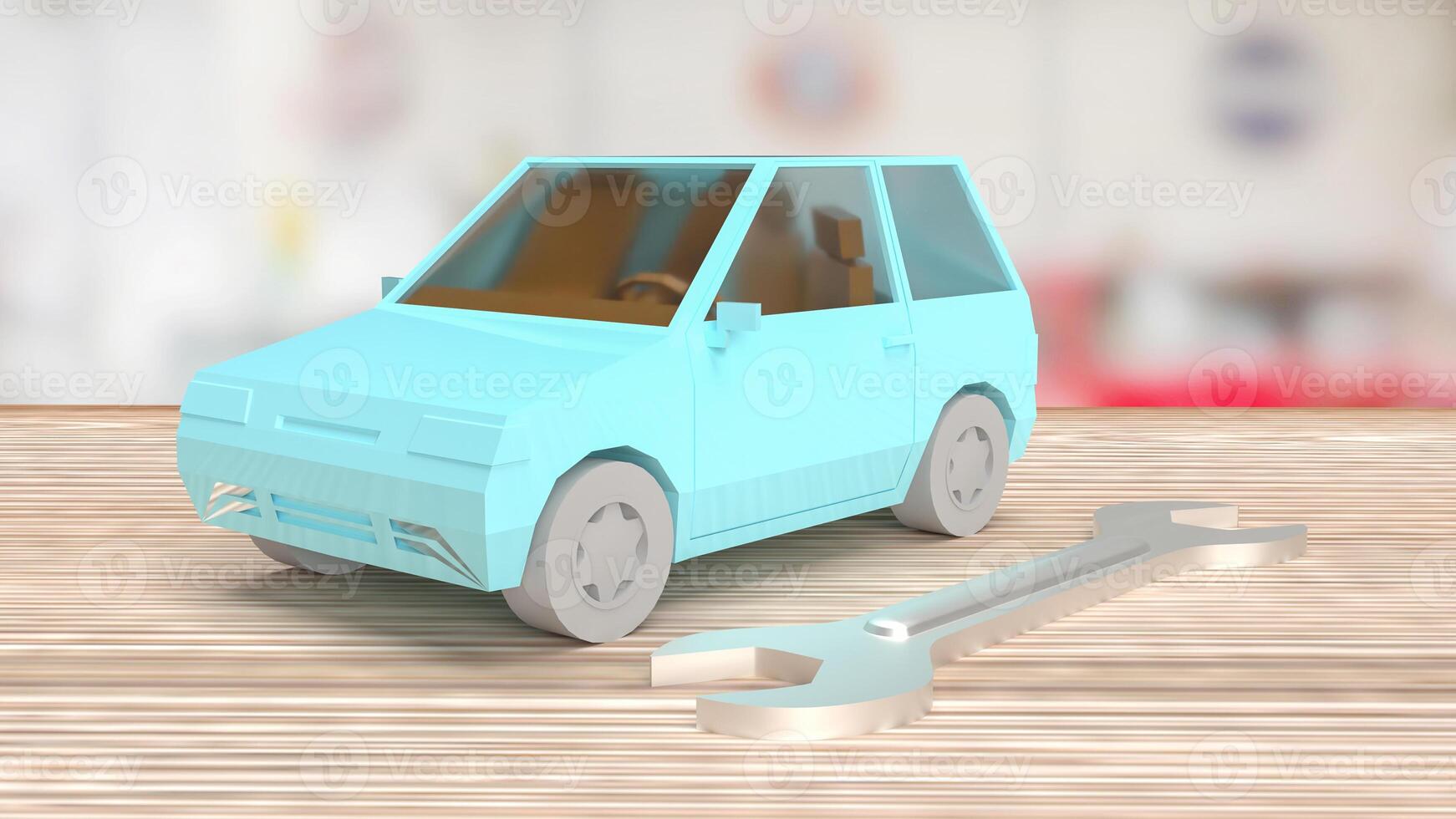 il auto e attrezzo per box auto o servizio concetto 3d resa. foto