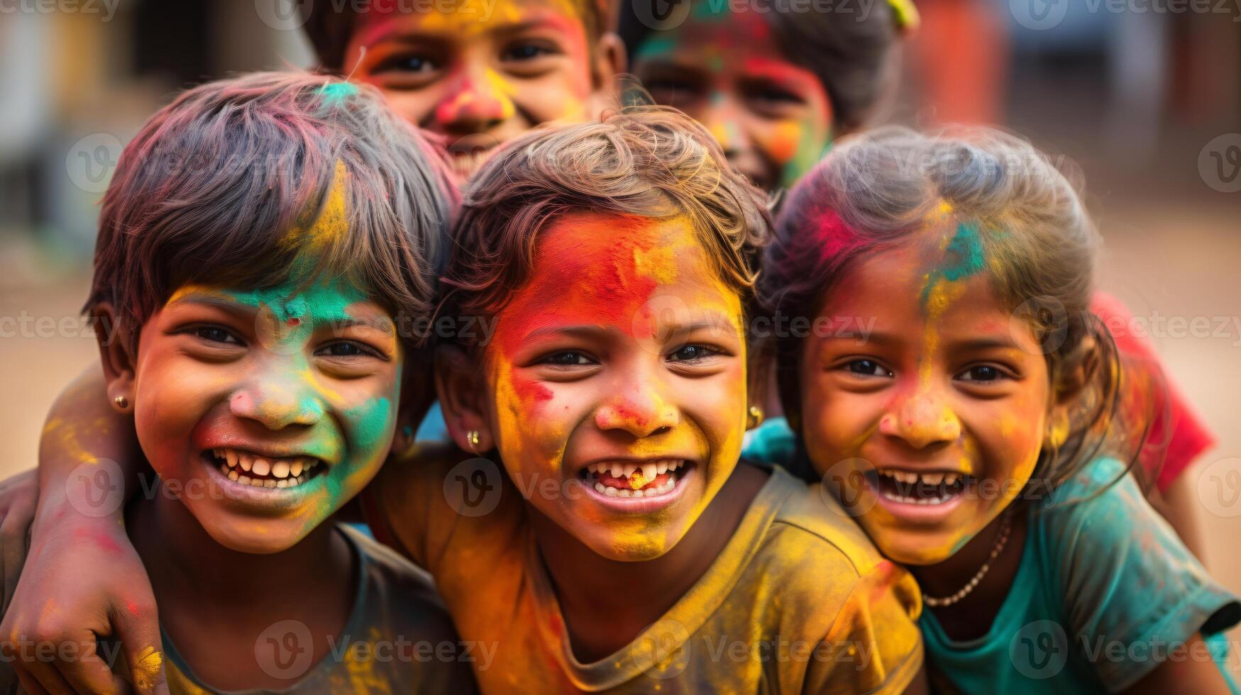 ai generato poco bambini contento per reincarnazione Festival foto