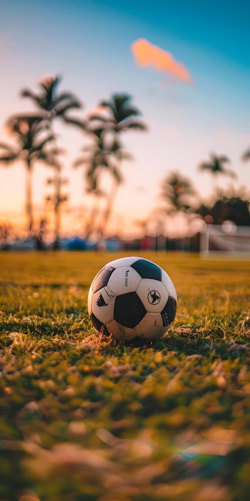 ai generato calcio incontro su il campo foto