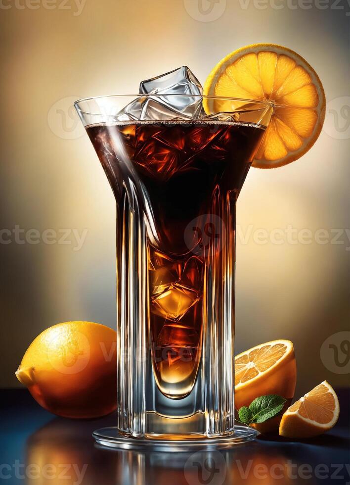 ai generato Cuba libre cocktail con Rum, Coca Cola, lime e Ghiaccio. ai generativo foto