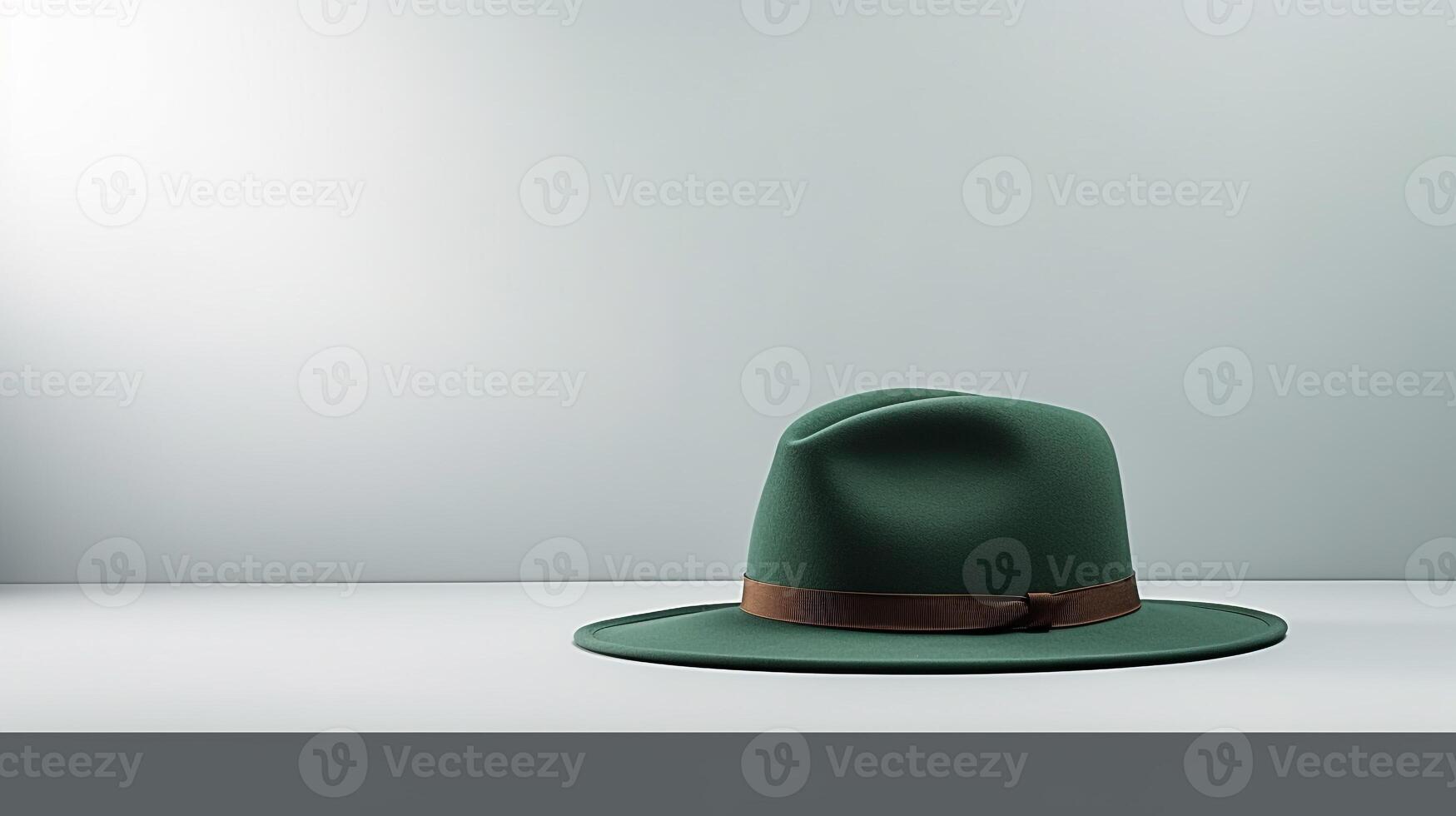 ai generato foto di buio verde fedora cappello isolato su bianca sfondo. ai generato